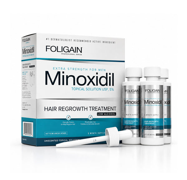 FOLIGAIN® Low Alcohol Minoxidil 5% Hair Regrowth Treatment For Men 3 Month Supply - FOLIGAIN EUROPE
