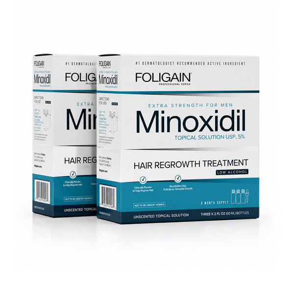 FOLIGAIN® Low Alcohol Minoxidil 5% Hair Regrowth Treatment For Men 6 Month Supply - FOLIGAIN EUROPE